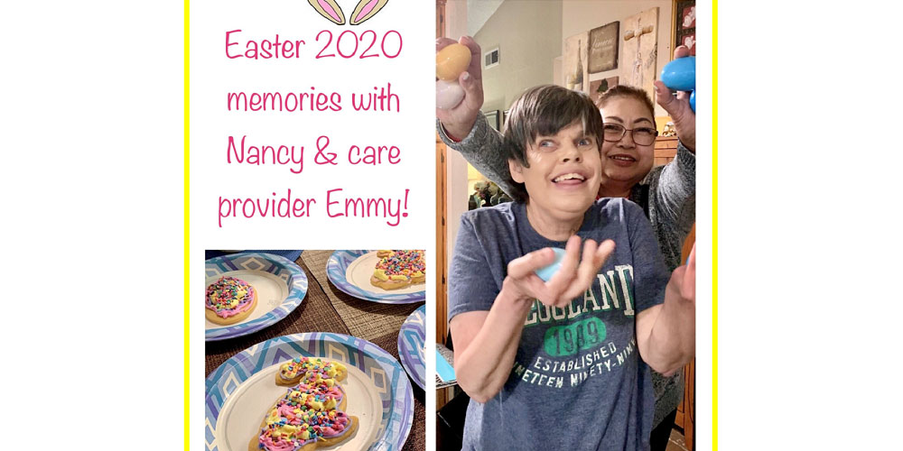 Here's Nancy doing Easter activities with her group home