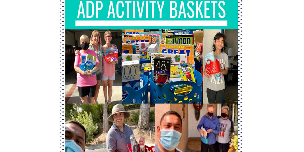 ADP dropps off activity baskets for participants who can't attend our Zoom activities