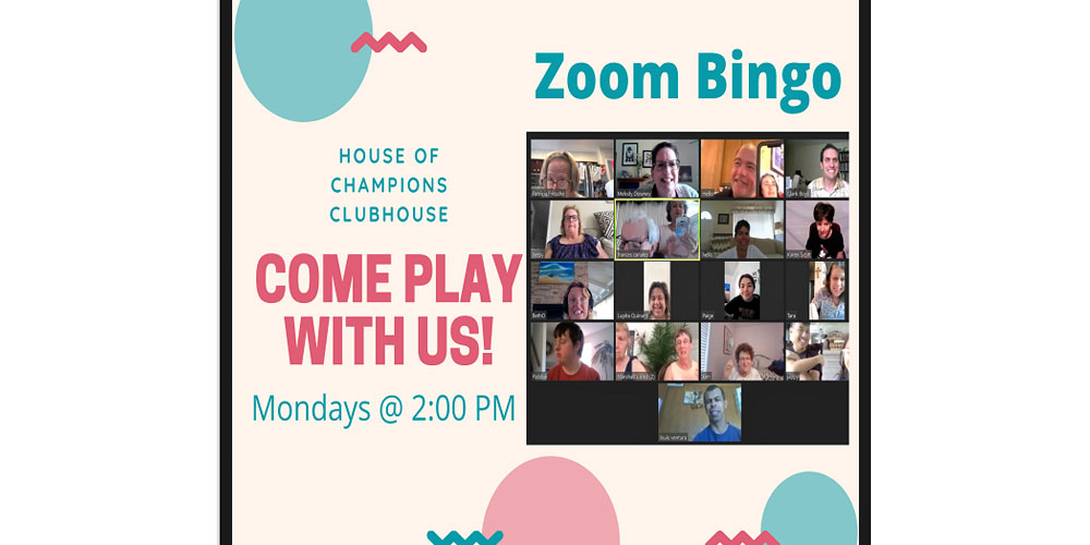 Here's House of Champions Clubhouse playing virtual bingo using Zoom